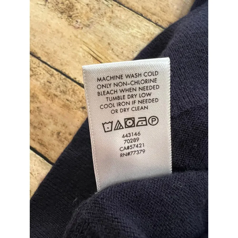 Ann Taylor Navy Blue Long Sleeve Button Front Cardigan Cotton Blend Size Medium - Picture 9 of 9